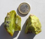 Chloropal aus Madagaskar, Opal, 2 Rohsteine, Stufen, 35 g 